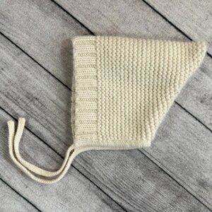 Hanna Andersson Baby Sweater Knit Winter Hat, Sz XS or 3 - 12 mon, Cream Colored